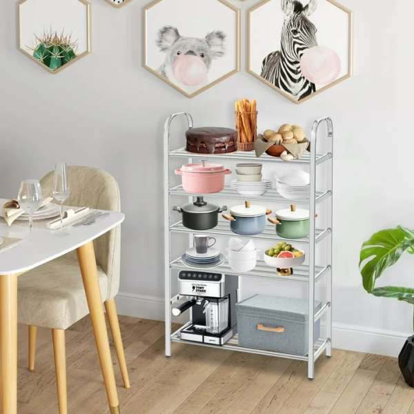 6-Layer Stainless Steel Shoe Rack – Space-Saving Adjustable Organizer for Home