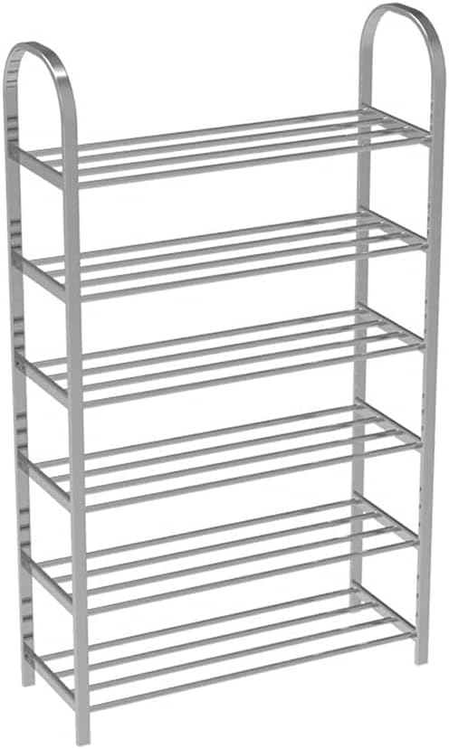 6-Layer Stainless Steel Shoe Rack – Space-Saving Adjustable Organizer for Home