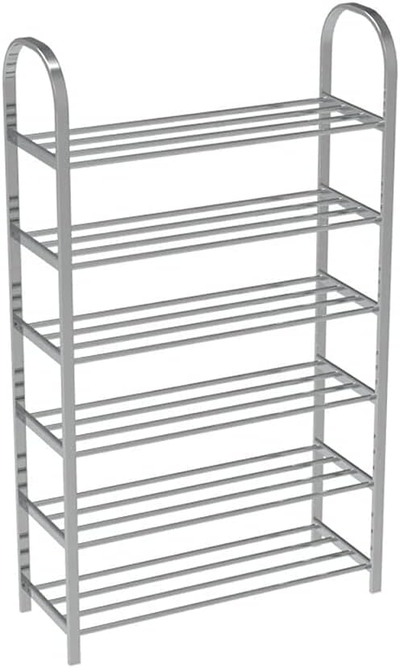 6-Layer Stainless Steel Shoe Rack – Space-Saving Adjustable Organizer for Home