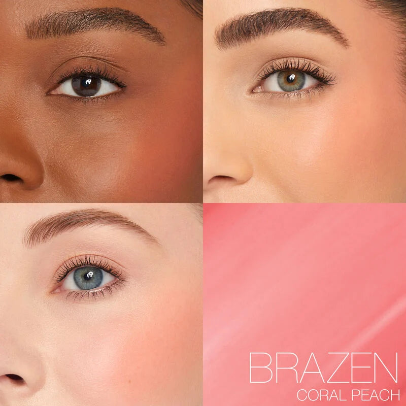 Before and after result of hydrating liquid blush