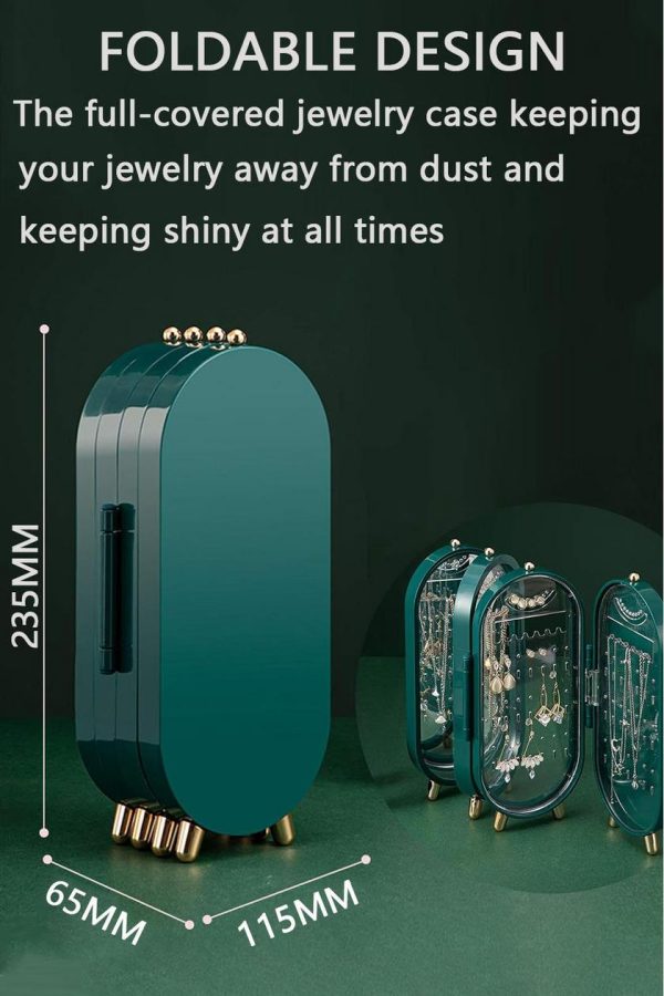 Folding Jewelry Box with Mirror – Portable Cabinet Organizer for Women