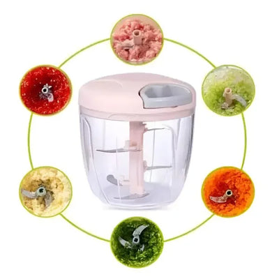 Compact manual vegetable and meat chopper for small kitchens