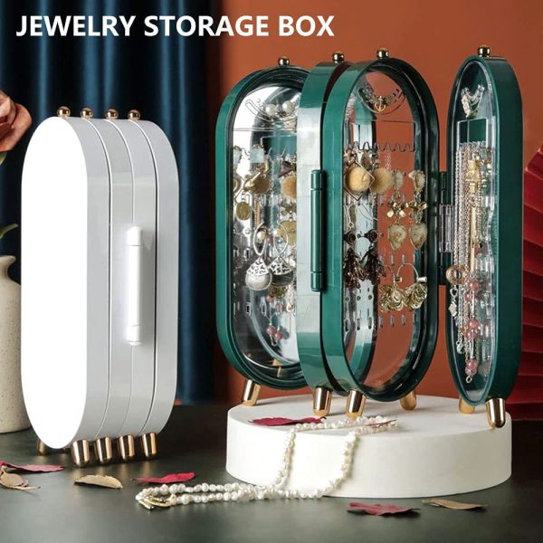 Folding Jewelry Box with Mirror – Portable Cabinet Organizer for Women