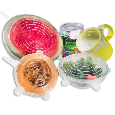 6pcs Reusable Silicone Food Covers – Stretch & Seal Lids