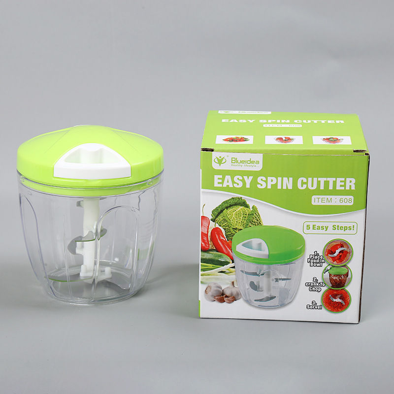 Hand-pulled multipurpose chopper for vegetables and meat in green color