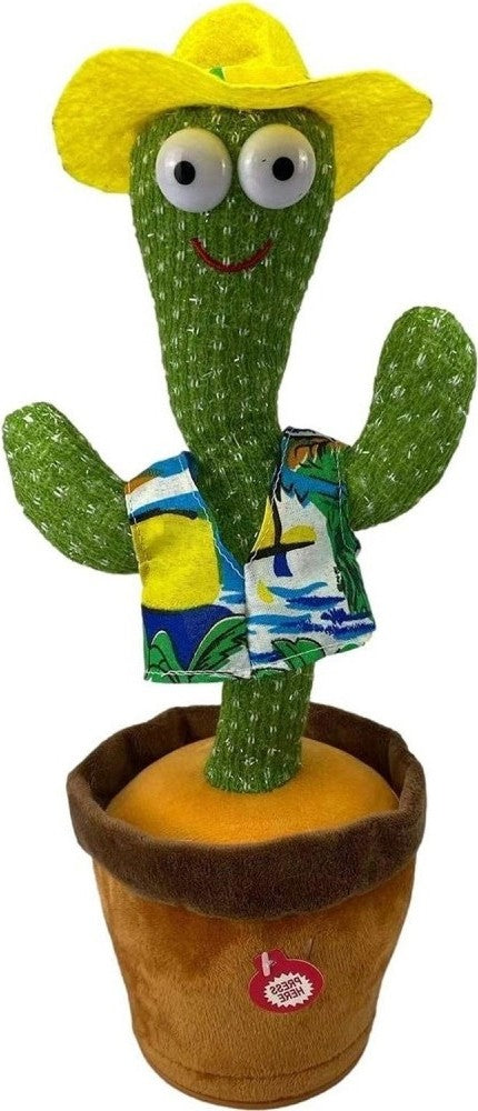 Kids laughing while playing with dancing cactus toy