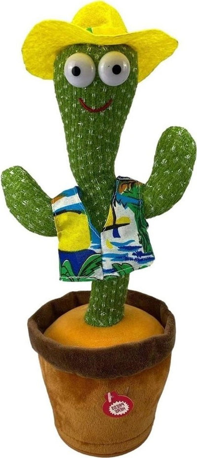 Kids laughing while playing with dancing cactus toy