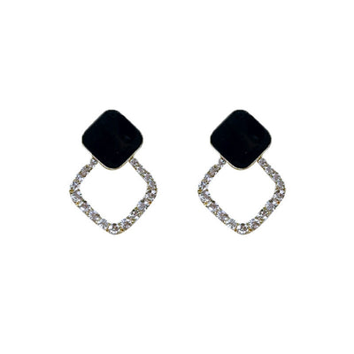 Elegant Fashion Earrings Black Crystal