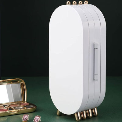 Folding Jewelry Box with Mirror – Portable Cabinet Organizer for Women