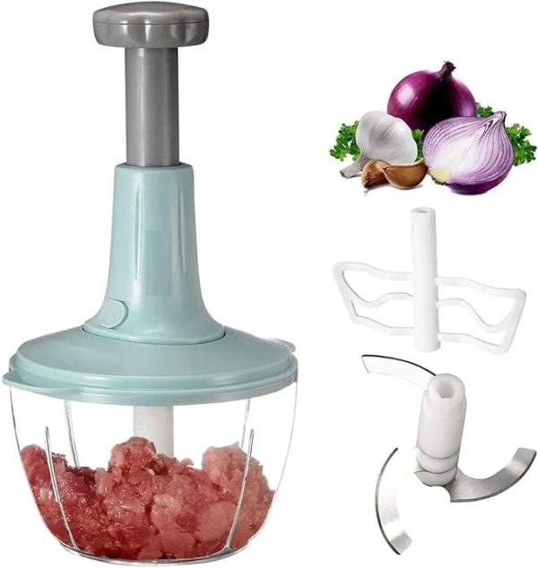5-in-1 Manual Hand Chopper – Push Cutter for Veg & Meat