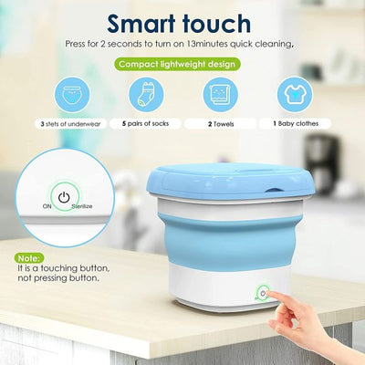 Portable Mini Folding Washing Machine with Dryer – Space-Saving Laundry Solution