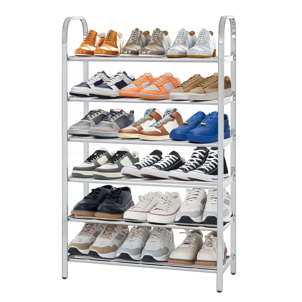 6-Layer Stainless Steel Shoe Rack – Space-Saving Adjustable Organizer for Home
