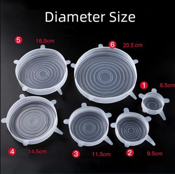6pcs Reusable Silicone Food Covers – Stretch & Seal Lids