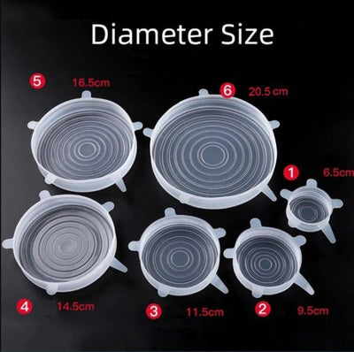 6pcs Reusable Silicone Food Covers – Stretch & Seal Lids