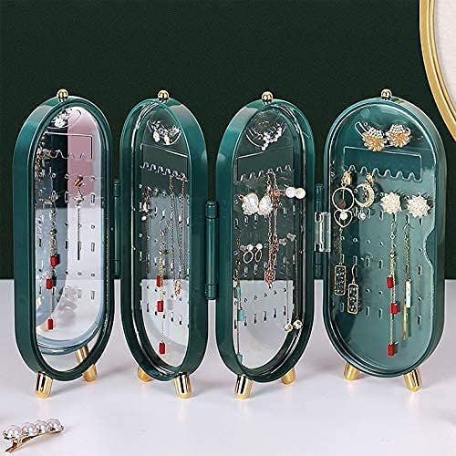 Folding Jewelry Box with Mirror – Portable Cabinet Organizer for Women