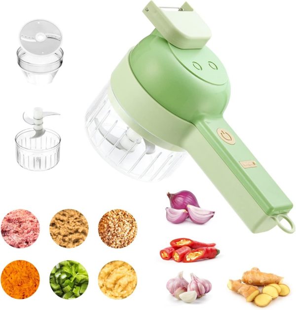 Premium 5-in-1 Electric Hand Chopper – Mini Handheld Vegetable Cutter & Slicer Set