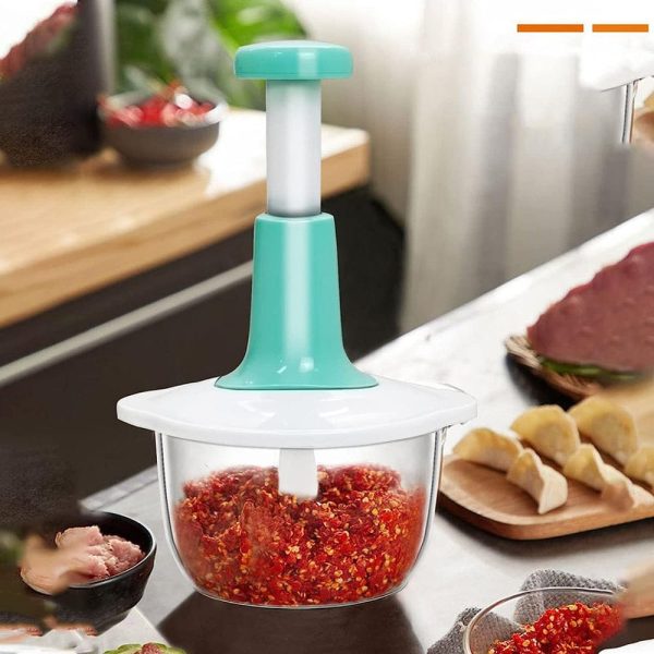 5-in-1 Manual Hand Chopper – Push Cutter for Veg & Meat