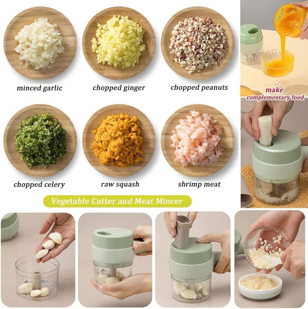 Premium 5-in-1 Electric Hand Chopper – Mini Handheld Vegetable Cutter & Slicer Set