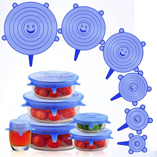 6pcs Reusable Silicone Food Covers – Stretch & Seal Lids