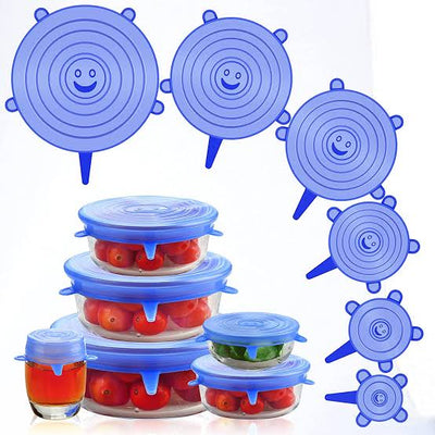 6pcs Reusable Silicone Food Covers – Stretch & Seal Lids