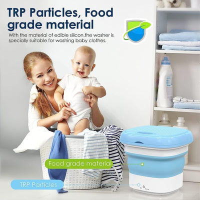 Portable Mini Folding Washing Machine with Dryer – Space-Saving Laundry Solution