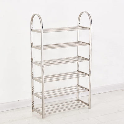 6-Layer Stainless Steel Shoe Rack – Space-Saving Adjustable Organizer for Home