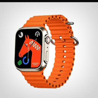 T800 smartwatch with HD digital display in orange design