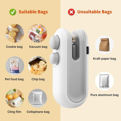2-in-1 Mini Sealing Machine – USB Rechargeable & Portable